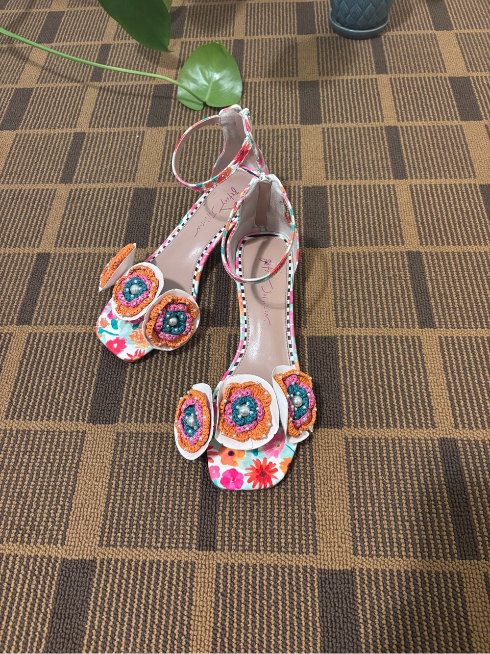 Floral Ankle-Strap Block Heel Sandals - Picture 3 of 3